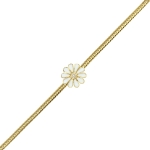 Bransoletka z białym kwiatem z żółtego złota 