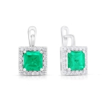 Kolczyki ze szmaragdem i diamentami z białego złota 3,88ct