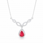 Naszyjnik z rubinem i diamentami z białego złota 0,85ct