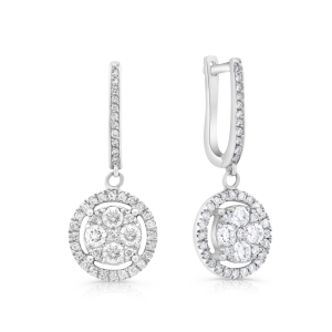 Kolczyki wiszące z diamentami z białego złota 1,18ct