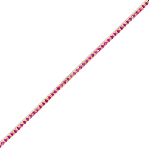 Bransoletka tenisowa z rubinami z żółtego złota 3,15ct