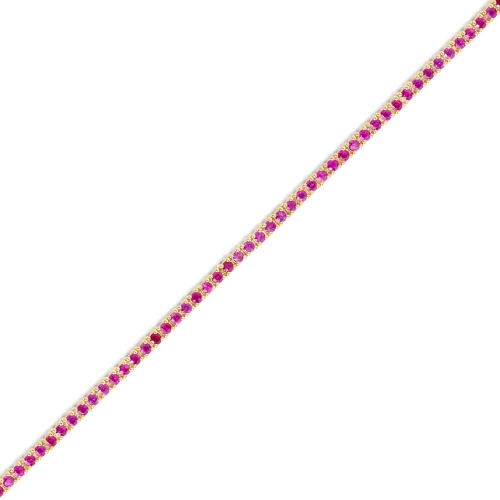 Bransoletka tenisowa z rubinami z żółtego złota 3,15ct