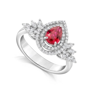 Pierścionek zaręczynowy z rubinem i diamentami z białego złota 0,96ct Dynasty