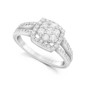Pierścionek zaręczynowy z diamentami z białego złota 0,73ct
