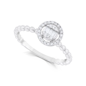 Pierścionek zaręczynowy z diamentami z białego złota 0,17ct