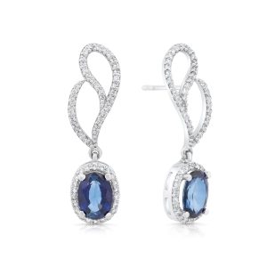 Kolczyki z szafirem i diamentami z białego złota 2,00ct Dynasty