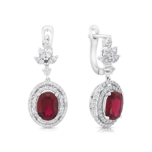 Kolczyki z rubinem i diamentami z białego złota 3,11ct Dynasty