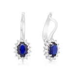 Kolczyki z szafirem i diamentami z białego złota 1,08ct