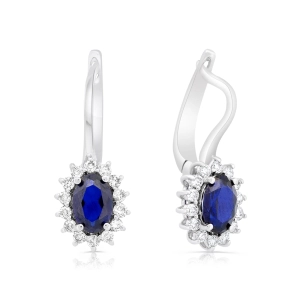 Kolczyki z szafirem i diamentami z białego złota 1,08ct