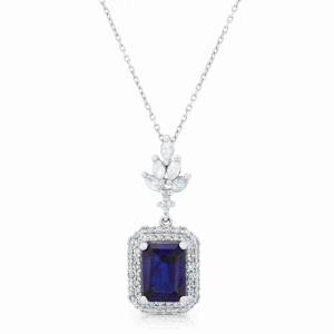 Wisiorek zawieszka z szafirem i diamentami z białego złota 1,94ct Dynasty