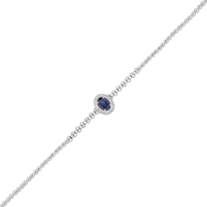 Bransoletka z szafirem i diamentami z białego złota 0,48ct Dynasty