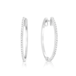 Kolczyki koła wiszące z diamentami z białego złota 0,18ct Eternity