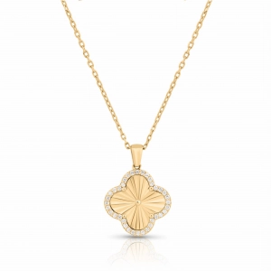 Naszyjnik koniczyna z diamentami z żółtego złota 0,18ct Lucky