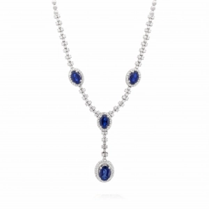 Naszyjnik z szafirem i diamentami z białego złota 2,84ct Dynasty