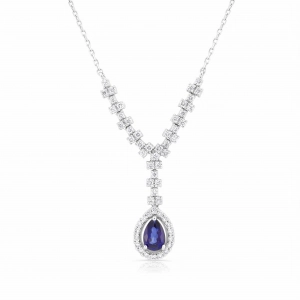 Naszyjnik z szafirem i diamentami z białego złota 0,52ct Dynasty