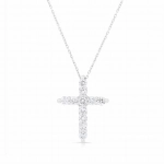 Naszyjnik krzyżyk z diamentami z białego złota 0,84ct