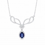Naszyjnik z szafirem i diamentami z białego złota 1,01ct Dynasty