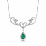 Naszyjnik ze szmaragdem i diamentami z białego złota 0,46ct Dynasty