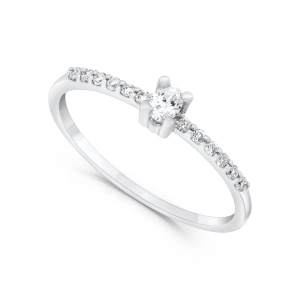 Pierścionek zaręczynowy z diamentami z białego złota 0,19ct