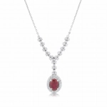 Naszyjnik z rubinem i diamentami z białego złota 1,16ct Dynasty