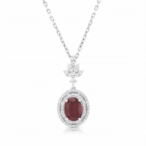 Naszyjnik z rubinem i diamentami z białego złota 1,57ct Dynasty