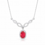 Naszyjnik z rubinem i diamentami z białego złota 1,20ct