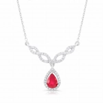 Naszyjnik z rubinem i diamentami z białego złota 0,85ct