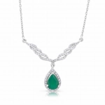 Naszyjnik ze szmaragdem i diamentami z białego złota 0,59ct