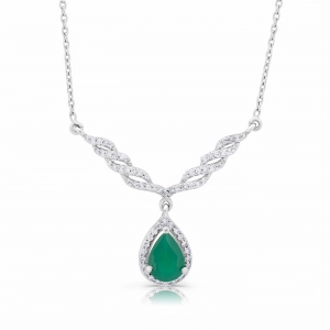 Naszyjnik ze szmaragdem i diamentami z białego złota 0,59ct