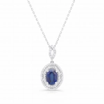 Naszyjnik z szafirem i diamentami z białego złota 1,18ct Dynasty