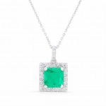 Naszyjnik ze szmaragdem i diamentami z białego złota 1,94ct