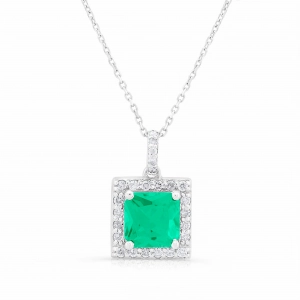 Naszyjnik ze szmaragdem i diamentami z białego złota 1,94ct