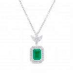 Naszyjnik ze szmaragdem i diamentami z białego złota 1,24ct Dynasty