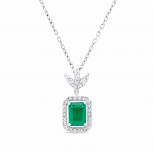 Naszyjnik ze szmaragdem i diamentami z białego złota 1,24ct Dynasty