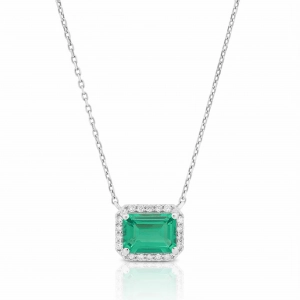 Naszyjnik ze szmaragdem i diamentami z białego złota 1,49ct Dynasty