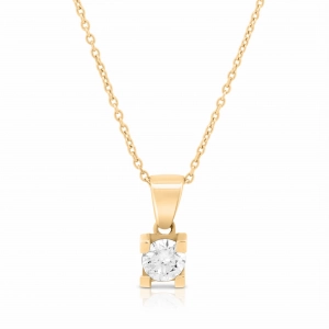 Naszyjnik z diamentem z żółtego złota 0,15ct